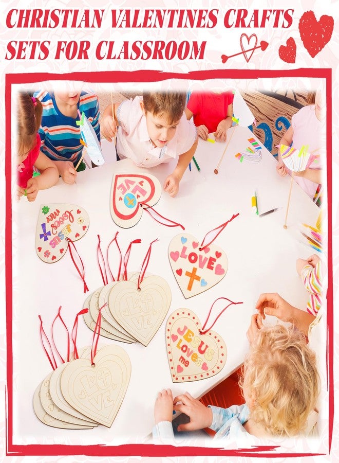Blueweenly 24 Pcs 24 Pcs Valentines Sunday School Crafts for Kids - Christian Religious Valentine Craft Kits, Jesus Loves Me DIY Ornaments, Sunday School Crafts for Classroom Art Party Activities - Image 5